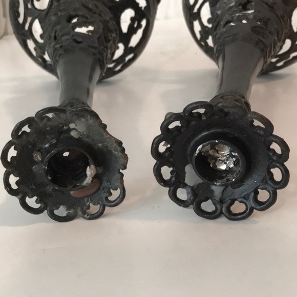 Japanese Forged Iron Candlesticks Candle Holders Gothic Japanese  5LBS Filigree - Picture 11 of 12